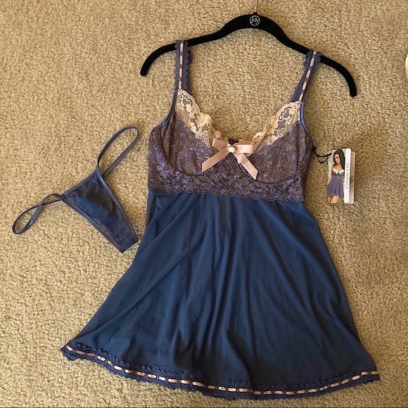 NWT Coquette Babydoll & G-string - Blue Oyster |Medium | Valentine’s Day - Picture 2 of 7